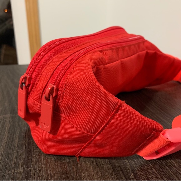 SOLD Adidas Essential Crossbody Bag Scarlet Red Belt Bag Fanny Pack Unisex - Picture 6 of 15